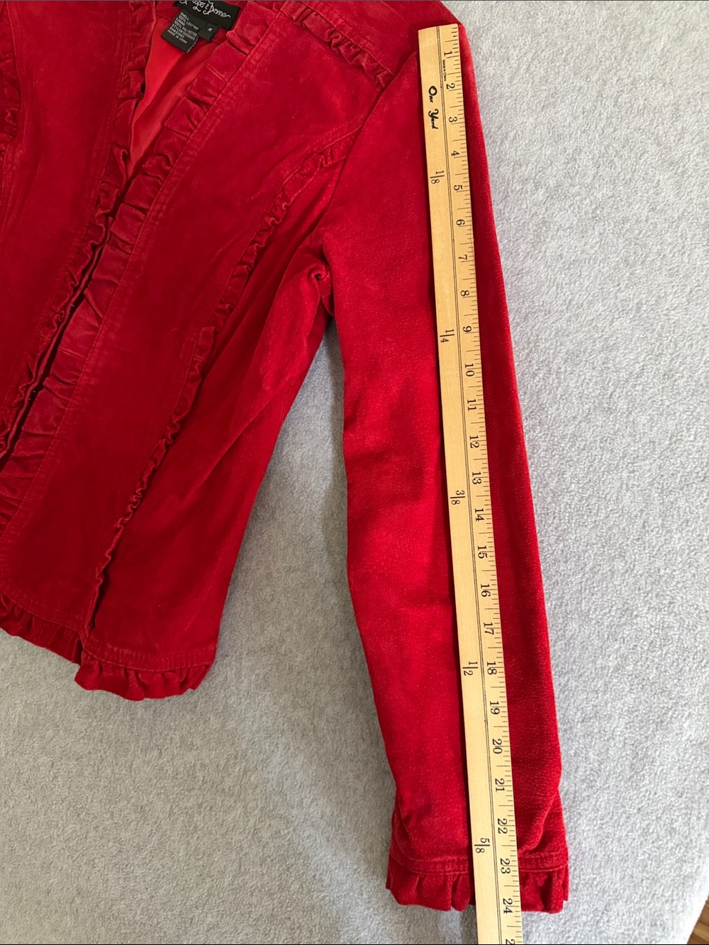 Vintage Suede Leather Red Ruffled Women's Jacket Medium Boho Whimsigoth Witchy - Picture 14 of 16